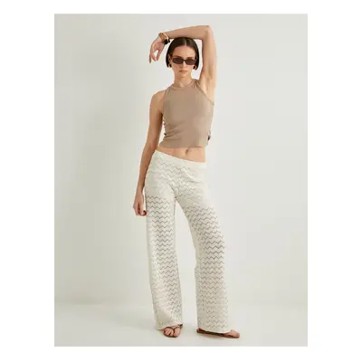 Koton Crochet Trousers Wide Leg Standard Waist Short Lined