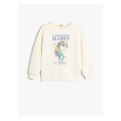 Koton Unicorn Sweatshirt Long Sleeve Crew Neck Raised Cotton