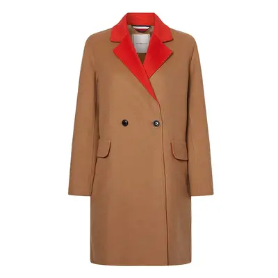 Tommy Hilfiger Coat - WOOL BLEND DF DB BELTED COAT beige