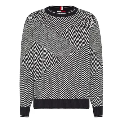 Tommy Hilfiger Sweater - PATCHWORK HERRINGBONE SWEATER black and white