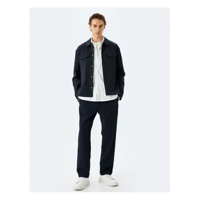 Koton Pocket Detailed Viscose Blend Buttoned Striped Tracksuit Trousers