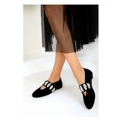 Soho Black Velvet Women's Ballerinas