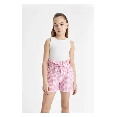 DEFACTO Girl's Checkered Paperbag Shorts