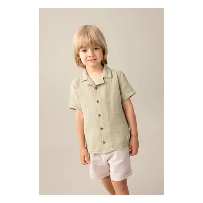 DEFACTO Baby Boy Open Collar Muslin Short Sleeve Shirt