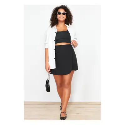 Trendyol Curve Black Pocket Detailed Woven Short Skirt