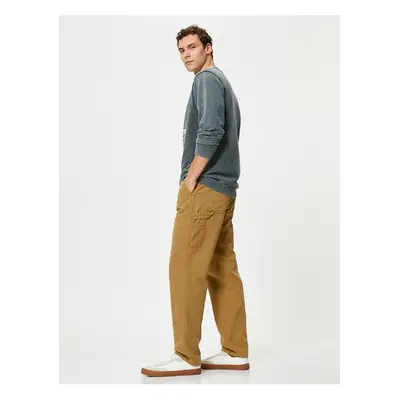 Koton Boyfriend Trousers Washed Buttoned with Pocket Detail