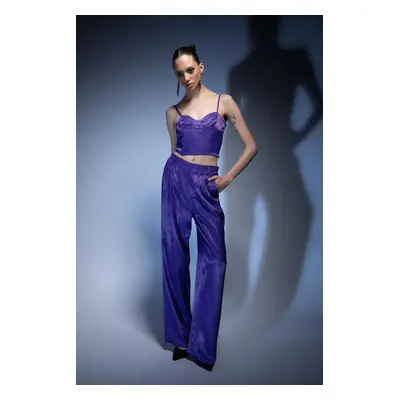 DEFACTO Normal Waist Wide Leg Satin Trousers