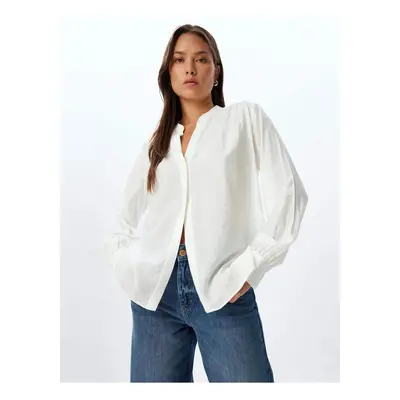 Koton Collarless Shirt Long Sleeve Button Down