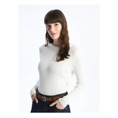 LC Waikiki Crew Neck Self-Patterned Long Sleeve Women's Knitwear Sweater