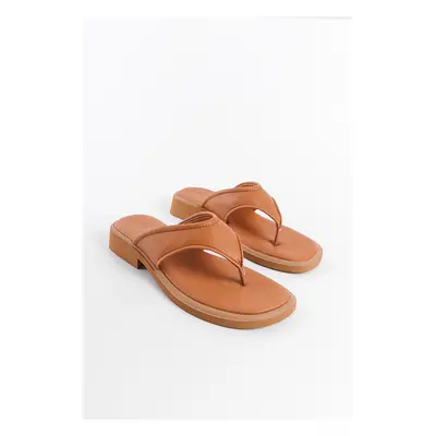 Capone Outfitters Genuine Leather Flip-Flop Comfort Short Heeled Women's Slippers