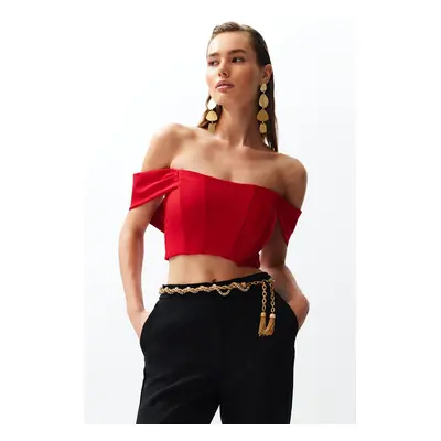 Trendyol Red Carmen Collar Woven Bustier