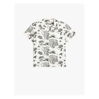 Koton Shirt Tiger Printed Floral Short Sleeve Pocket Cotton