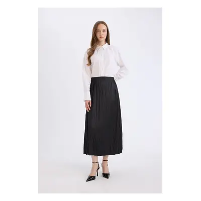 DEFACTO A Cut Basic Plain Satin Maxi Skirt