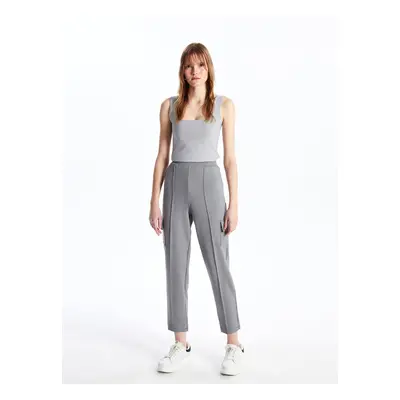 LC Waikiki Women's Elastic Waist Plain Interlock Cargo Sweatpants