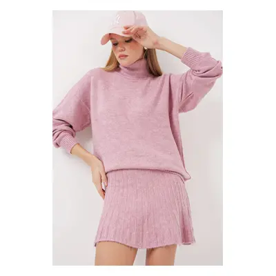 Bigdart Sweater Skirt Knitwear Two Piece Set - Pink