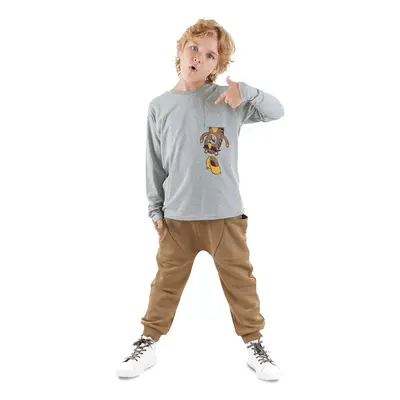 Denokids Tiger in Pocket Boy T-shirt Sweatpants Set