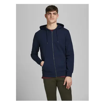 Tmavě modrá basic mikina kapucí Jack & Jones - Pánské