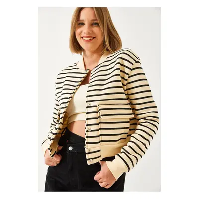 Bianco Lucci Women's Three Thread Rose Gold Double Pocket Bomber Jacket