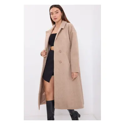 Bigdart Oversize Wide Cut Wool Long Cashmere Coat - Biscuit