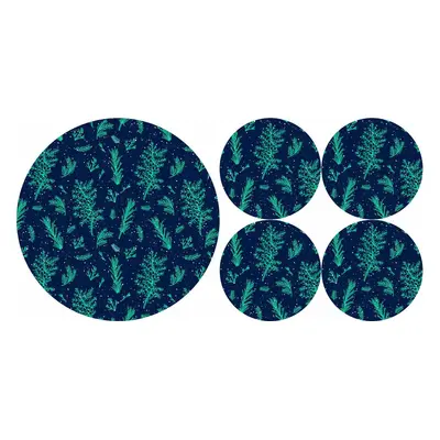 Bertoni Home Unisex's 1+4 Round Table Pads Set Juniper Navy Blue/Green