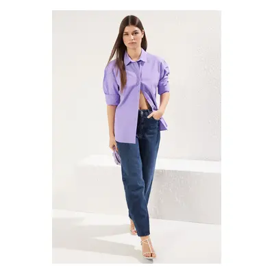 Trendyol Purple Loose Fit Cotton Woven Shirt