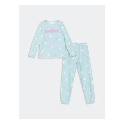 LC Waikiki Crew Neck Girls Kids Pajamas Suit