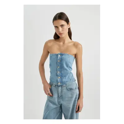 DEFACTO Strapless Jean Blouse