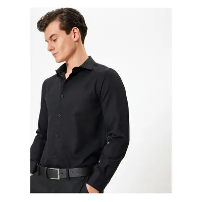 Koton Classic Shirt Long Sleeve Half Italian Collar Cotton Blend