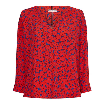 Tommy Hilfiger Blouse - VISCOSE V-NK BLOUSE 3/4 SLV red