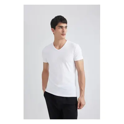 DEFACTO Slim Fit V Neck Short Sleeve Top