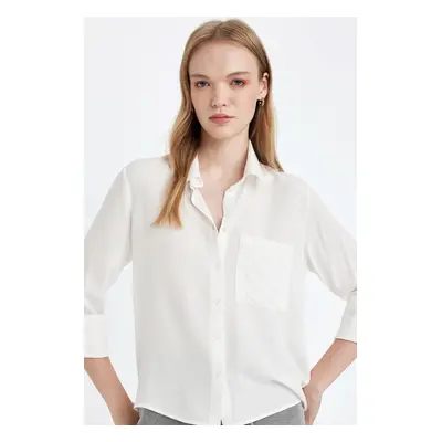 DEFACTO Regular Fit Basic Plain Buttoned Long Sleeve Shirt