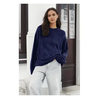 Trendyol Navy Blue Wide Pattern Crew Neck Knitwear Sweater