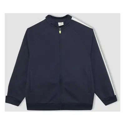 DEFACTO Boys College Collar Zippered Seasonal Light Thin Bomber Cardigan