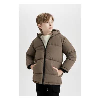 DEFACTO Boy Water Repellent Hooded Fleece Lined Coat