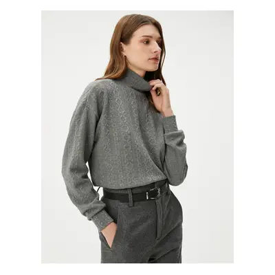 Koton Stand Collar Sweatshirt Textured Long Sleeve