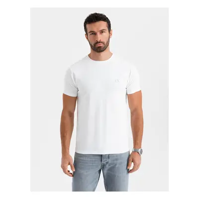 Ombre Men's SLIM FIT T-shirt with round neckline and logo - white