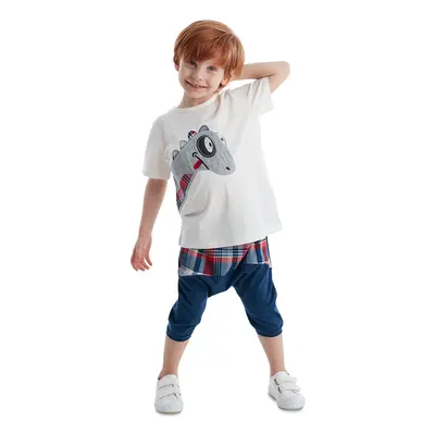 Denokids Dino Plaid Boy's T-shirt Shorts Set