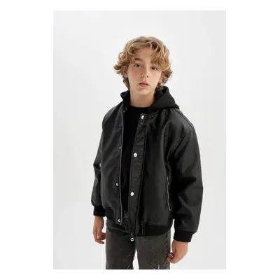 DEFACTO Boys Water Repellent College Collar Bomber Plush Lining Coat