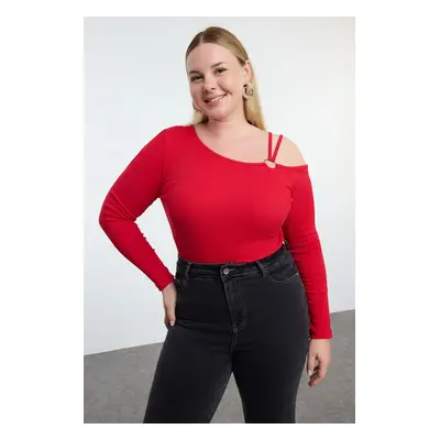 Trendyol Curve Red Camisole Knitted Plus Size Blouse