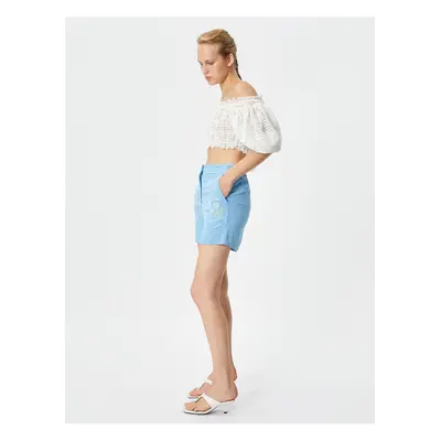 Koton Embroidered Viscose Blended Shorts