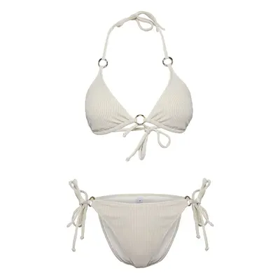 Trendyol Beige*St Plain Triangle Low Waist Bikini Set with Accessories