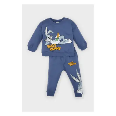 DEFACTO Baby Boy 2-Piece Set Looney Tunes Crew Neck Sweatshirt Elastic Waist Tracksuit Bottoms