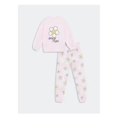 LC Waikiki Crew Neck Printed Girl's Pajama Set