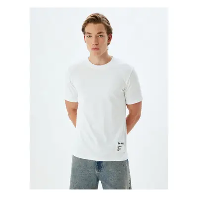 Koton Crew Neck T-Shirt Short Sleeve Cotton Printed Applique Detail