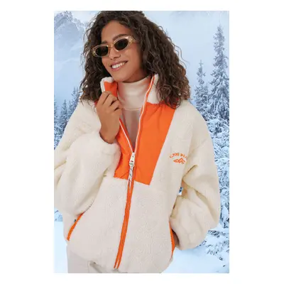 Bigdart Women's Plush Coat Jacket - Orange