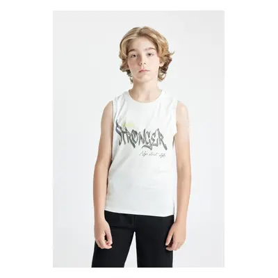 DEFACTO Boy's Crew Neck Printed Undershirt