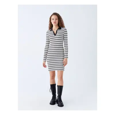 LC Waikiki XSIDE Polo Neck Striped Long Sleeve Women's Dress