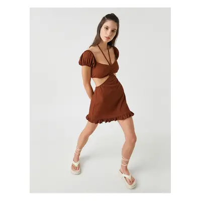 Koton Mini Dress with Window Detail Gathered