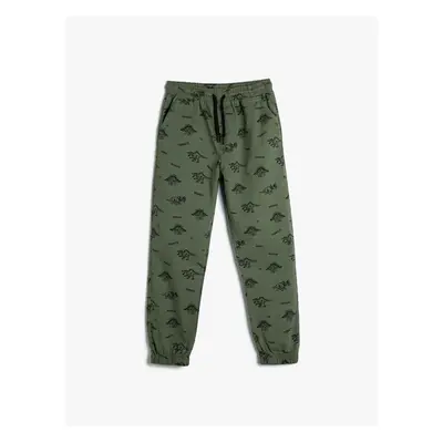 Koton Dinosaur Sweatpants Tie Waist Raised Cotton