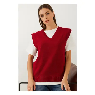 Bianco Lucci Women's V Neck Knitted Sweater